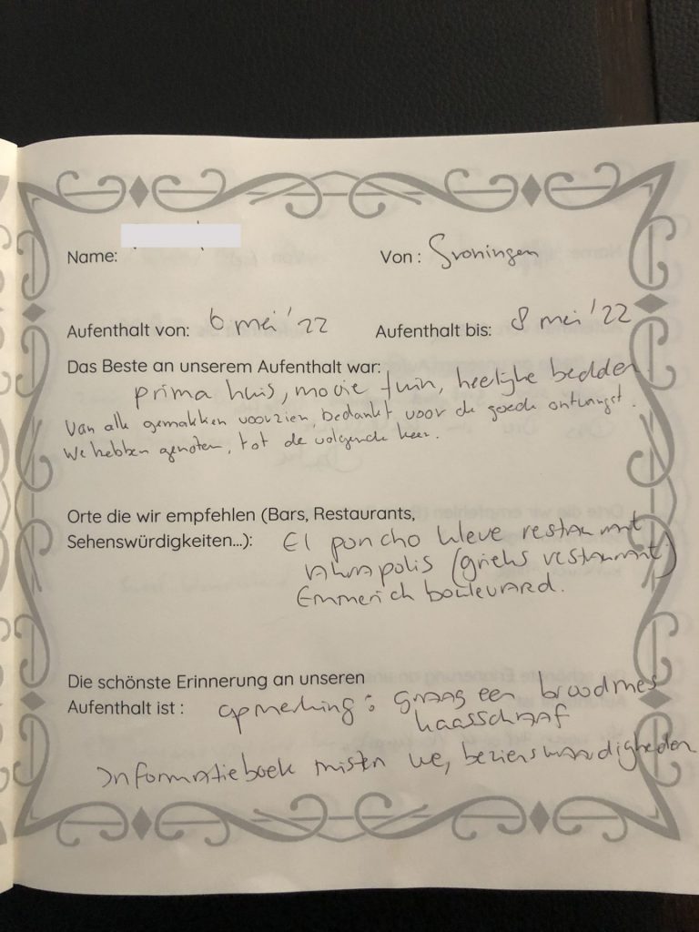 gästebuch ferienhaus anelito kleve