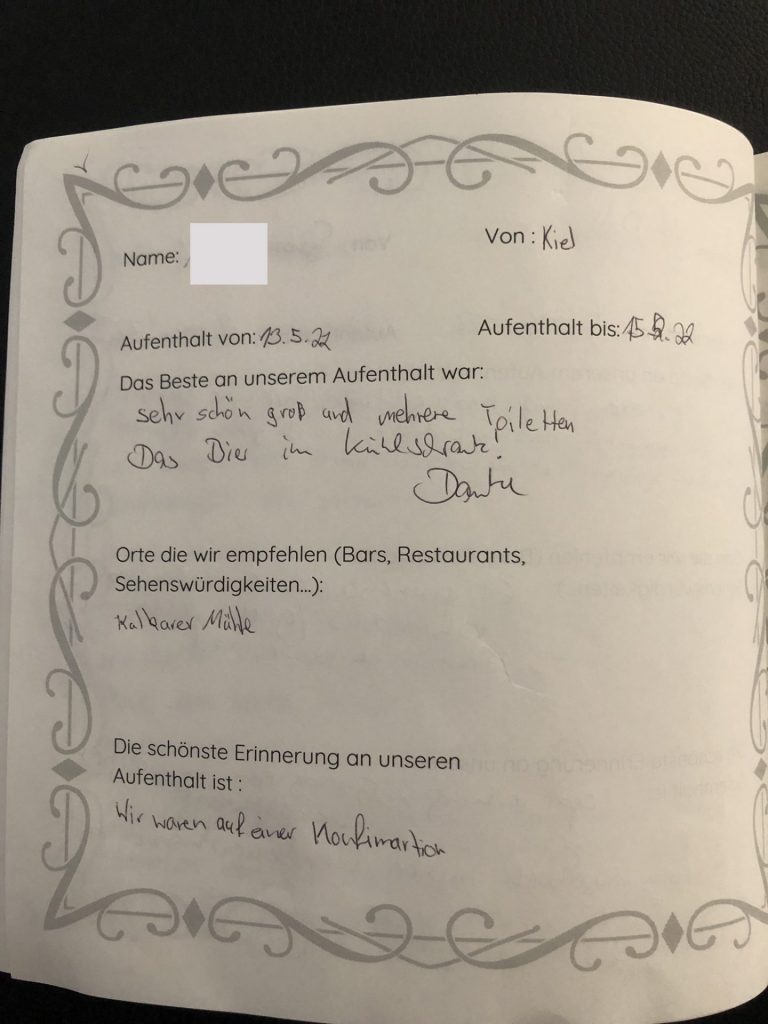 gästebuch ferienhaus anelito kleve