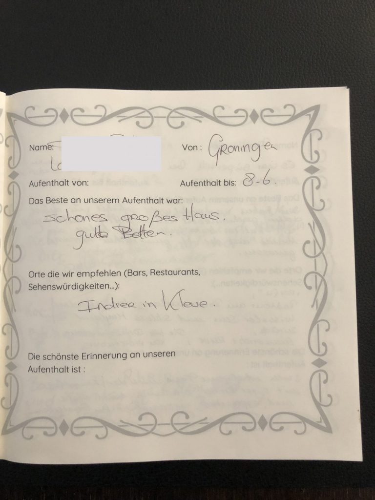 gästebuch ferienhaus anelito kleve