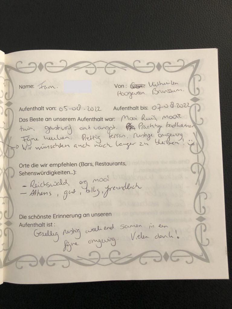 gästebuch ferienhaus anelito kleve