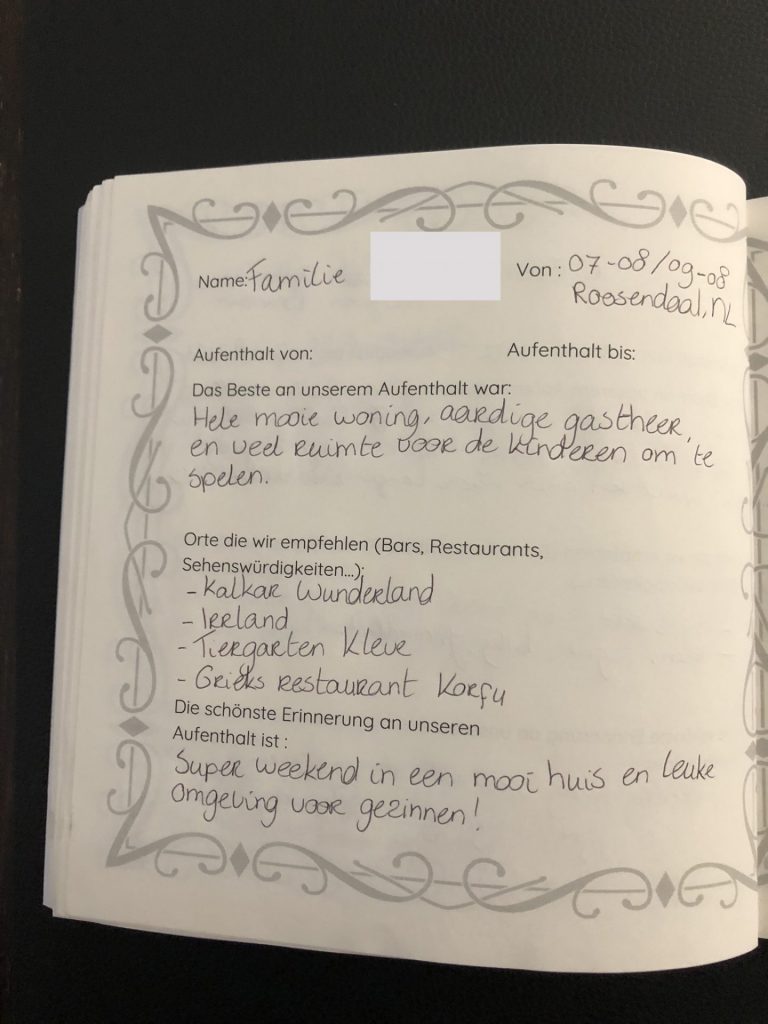 gästebuch ferienhaus anelito kleve