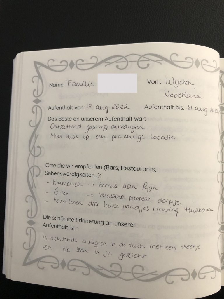 gästebuch ferienhaus anelito kleve