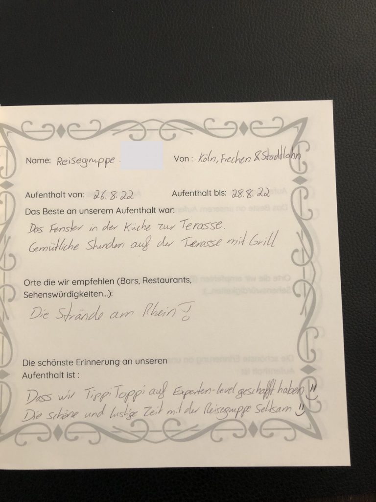 gästebuch ferienhaus anelito kleve